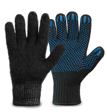 Двойные полушерстяные перчатки с внутренним начёсом (50% шерсть + 50% акрил), с ПВХ «Точка» по ГОСТу с маркировкой, черные